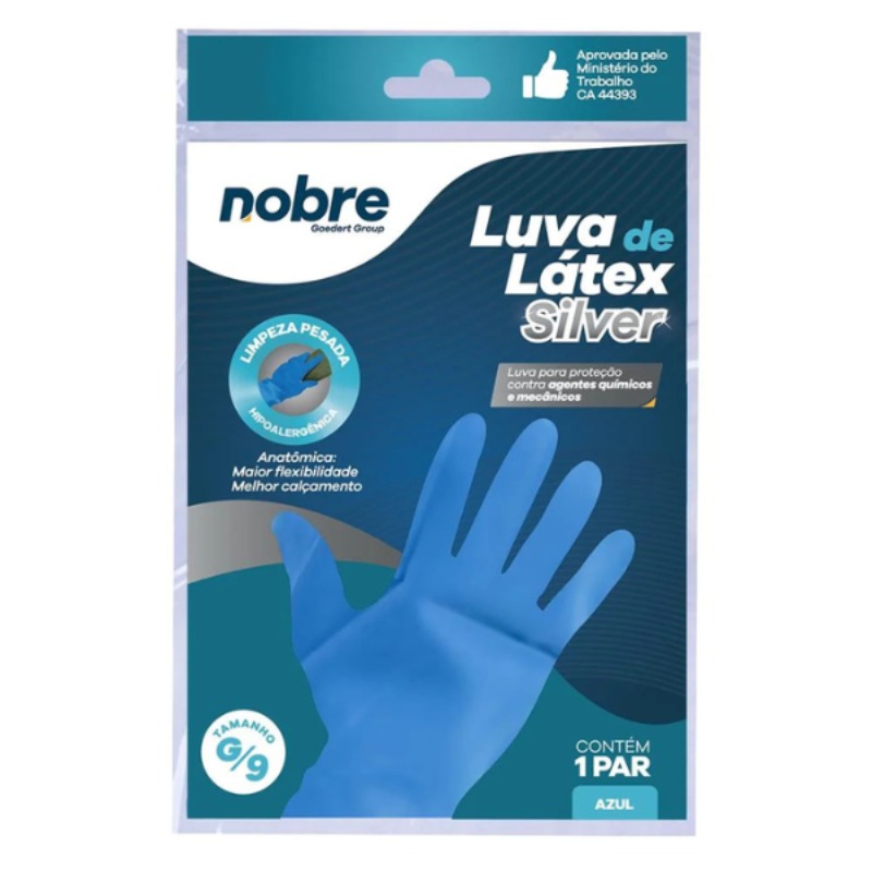 LUVA LATEX AZUL HIPOLOGENICA NOBRE G