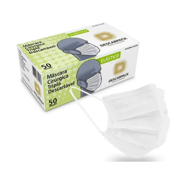 MASCARA CIRURGICA TRIPLA C/ ELASTICO C/ 50 UN