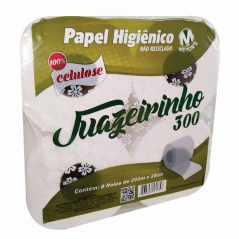 PAPEL HIG 300 GR JUAZEIRINHO PC C/8 ROLOS 200M x 10CM 100% CELULOSE