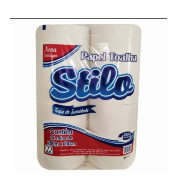 PAPEL TOALHA BOBINA 200MT BRANCO STILO PC C/4 ROLOS