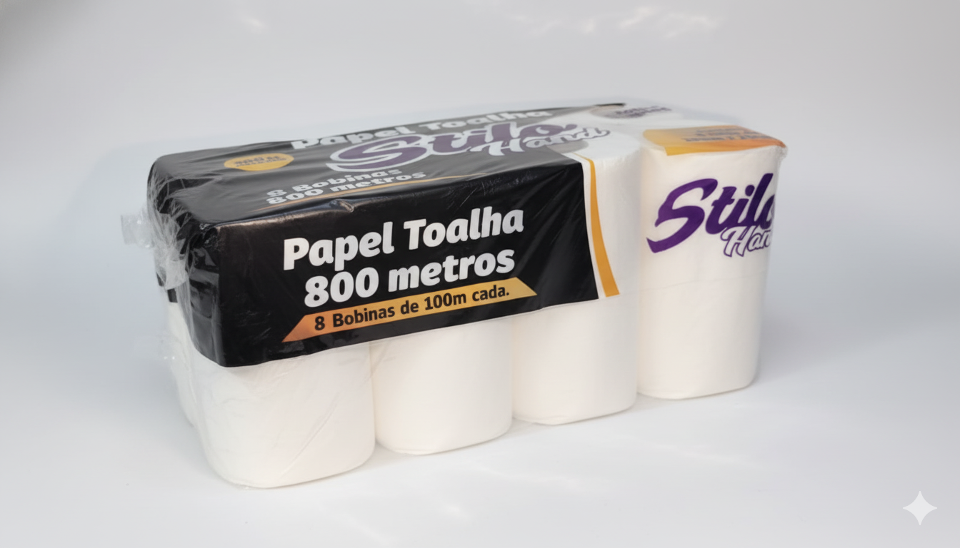 PAPEL TOALHA BOBINA STILO 100% CELULOSE PC C/8X100 ROLOS